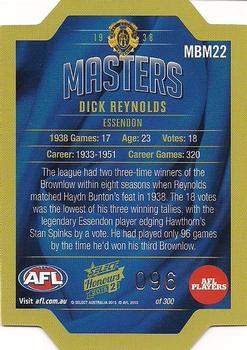 2015 Select AFL Honours Series 2 - The Masters #MBM22 Dick Reynolds Back